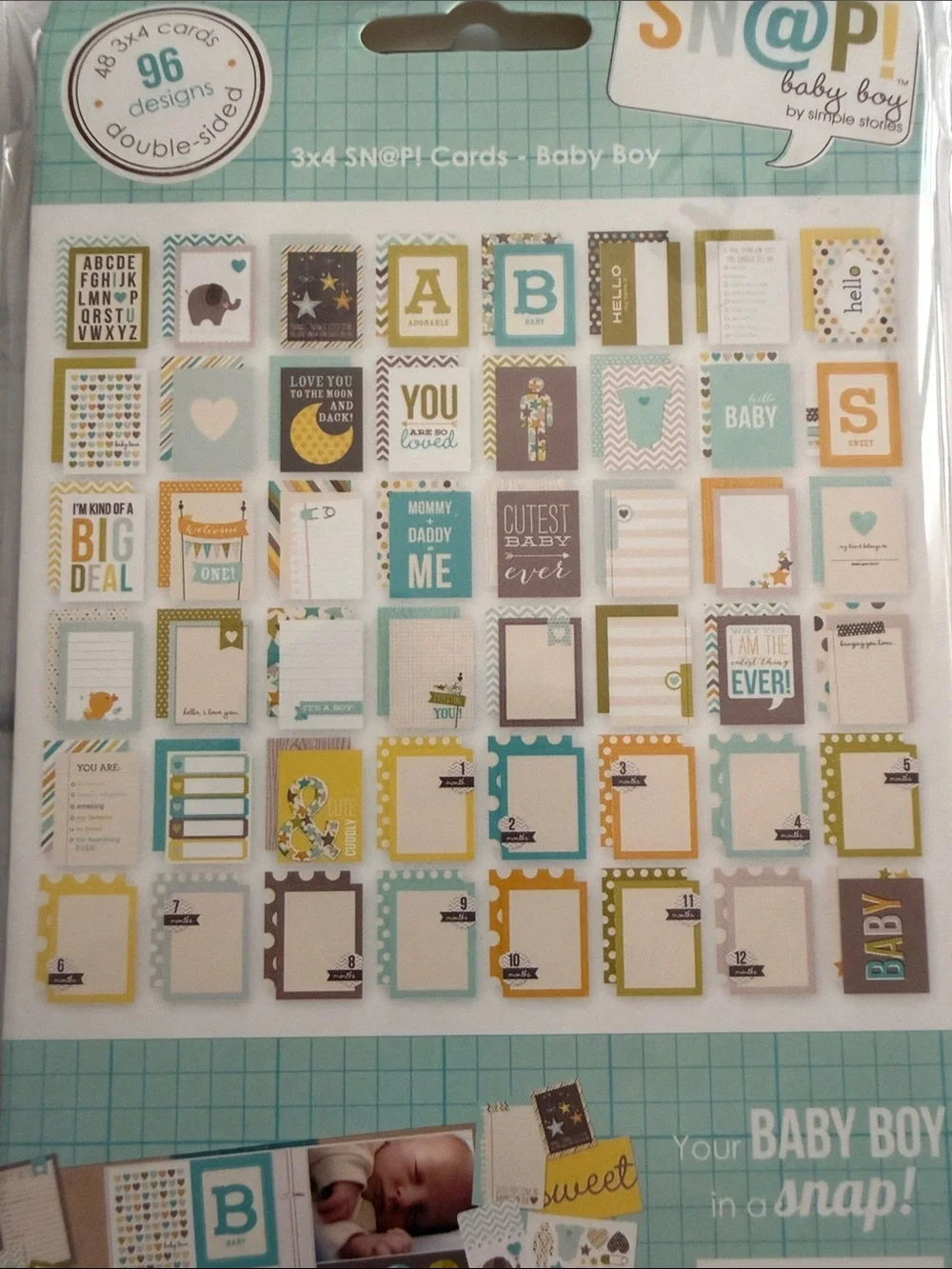 Baby Boy Scrapbook Embellishment Bundle | 24+ Pieces | Stickers | Paper Pads